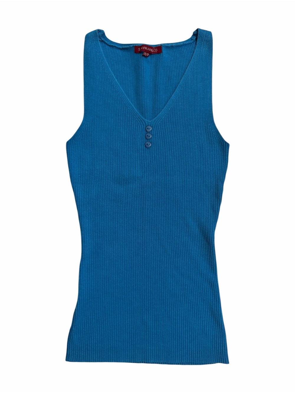 Y2K San Francisco Blue Ribbed Tank Top
